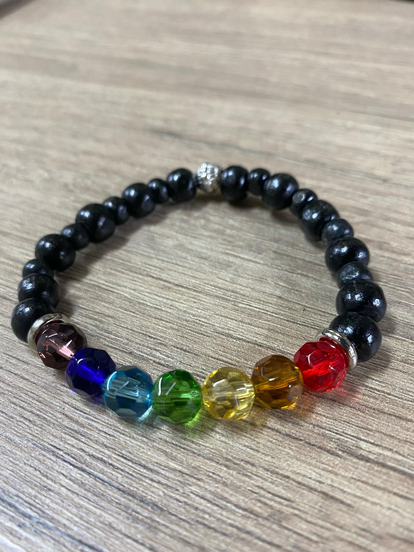 Pulseira Preta com 7 Chakras
