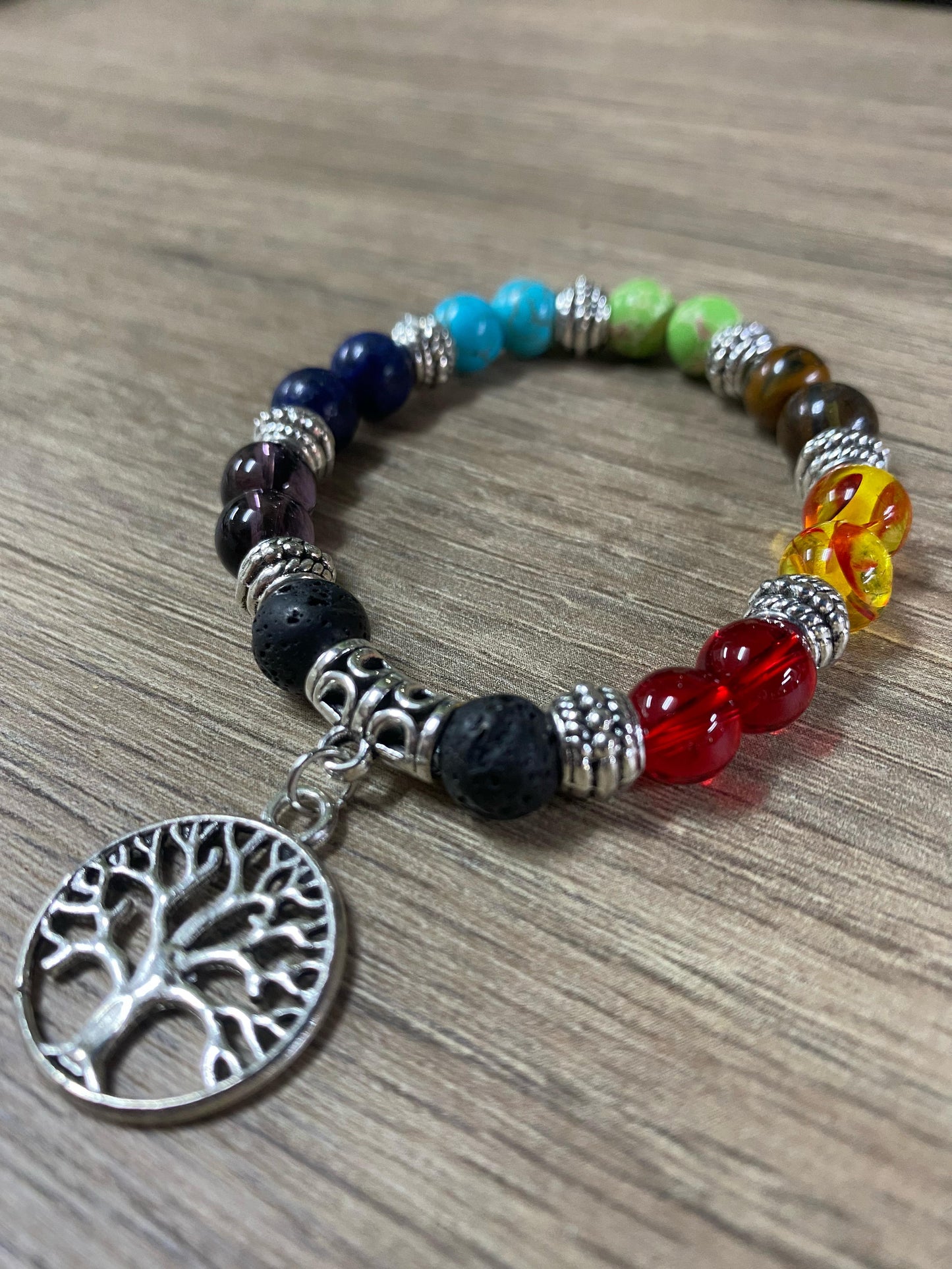 Pulseira Árvore da Vida com Pedras Coloridas