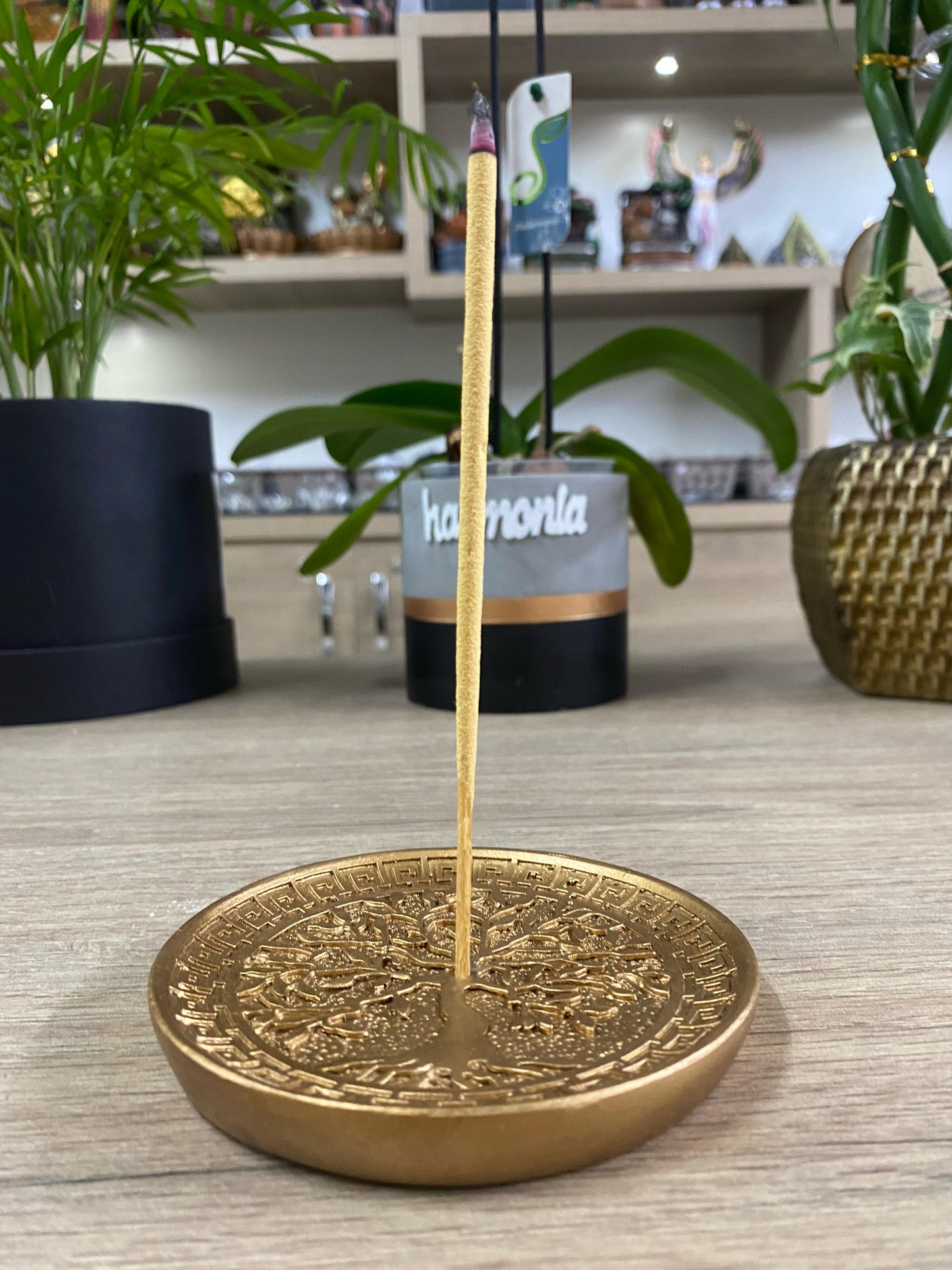 Incensário Prato Simples Dourado