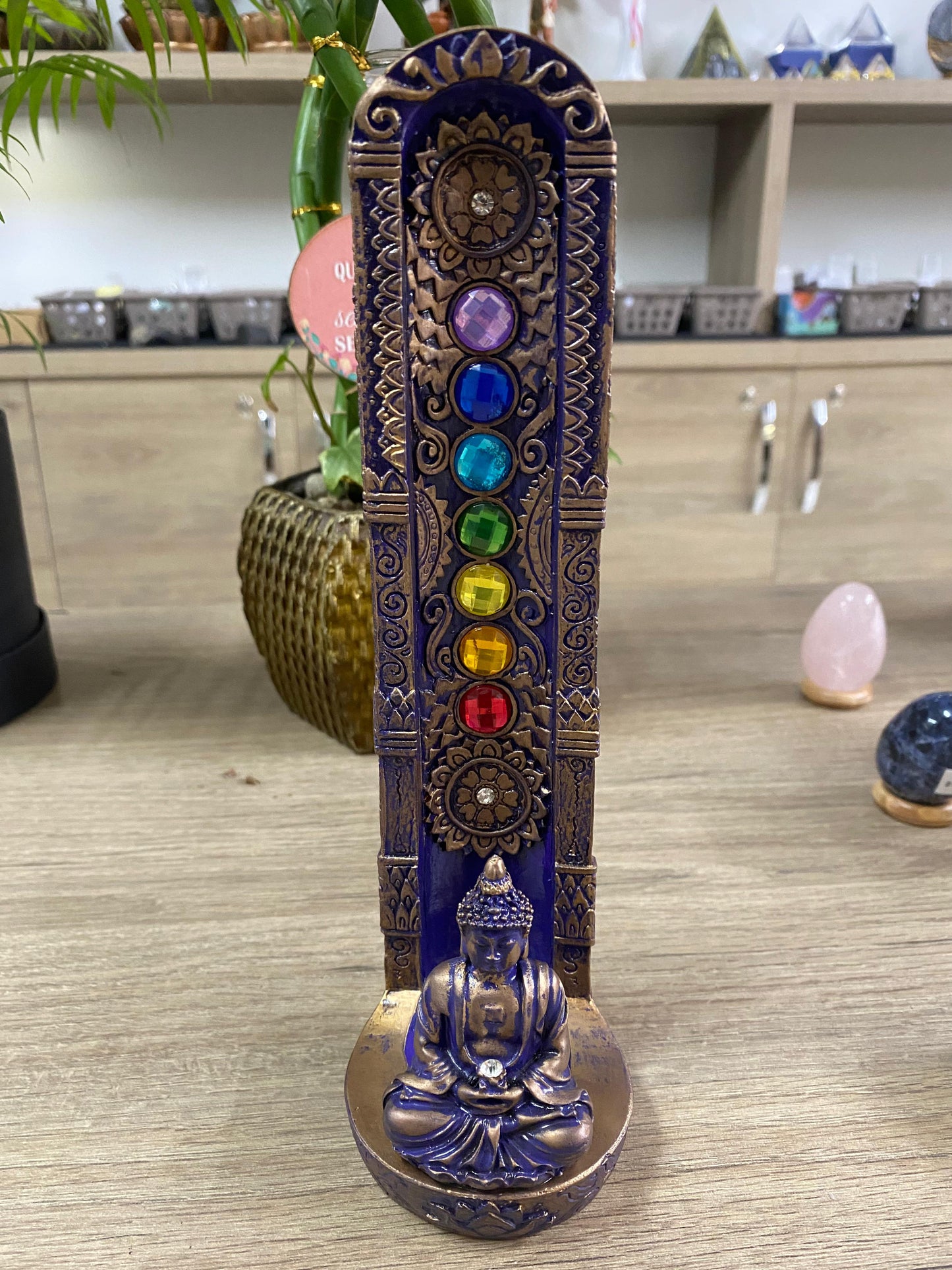 Incensário de Resina - Buda 7 Chakras Roxo