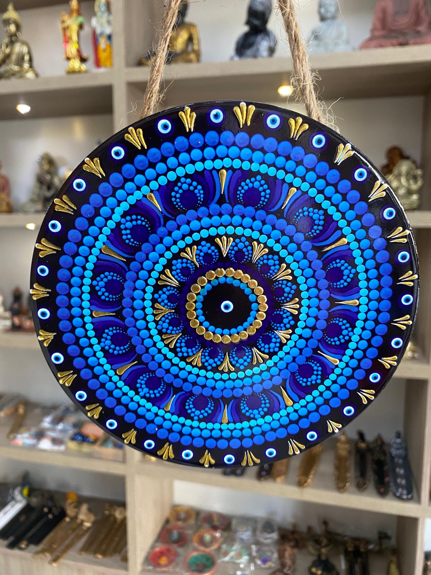 Mandala de Olho Grego em Porcelana para Porta