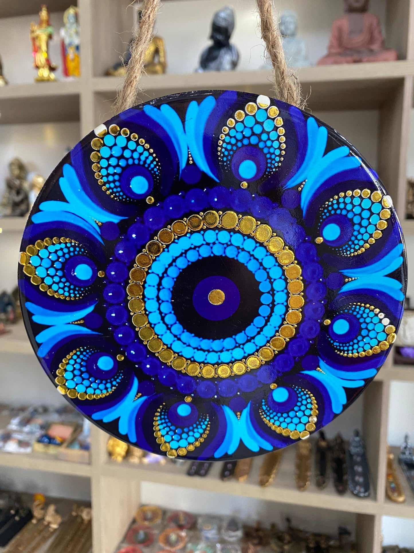 Mandala de Olho Grego em Porcelana para Porta