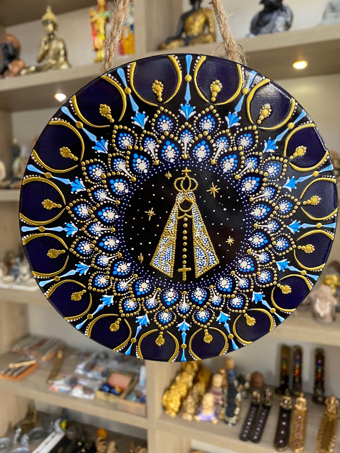 Mandala de Nossa Senhora Aparecida em Porcelana para Porta