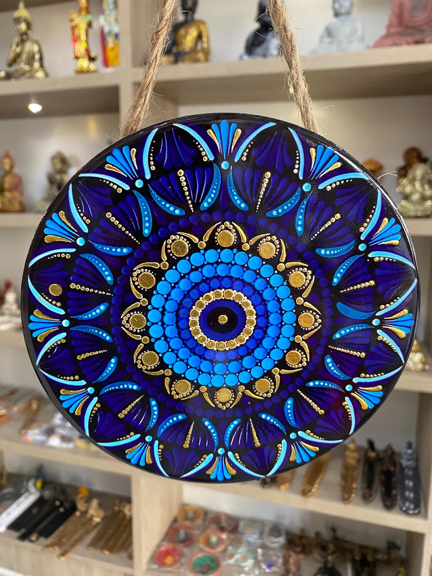 Mandala de Olho Grego em Porcelana para Porta