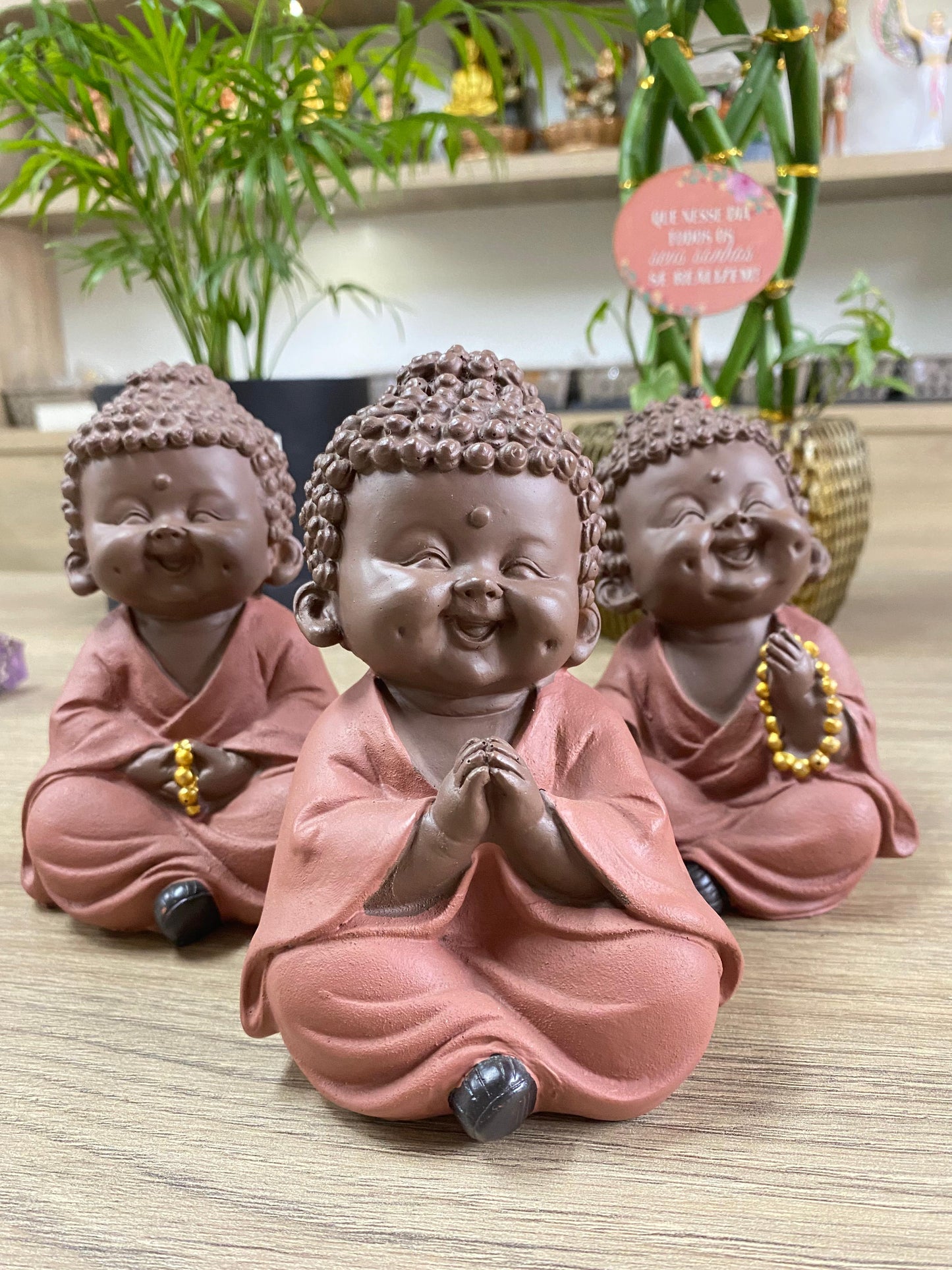 Trio de Budas Marrom - M