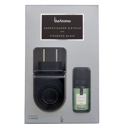 Aromatizador Difusor Elétrico Bivolt Standart Black com Essencia de Bamboo - Via Aroma