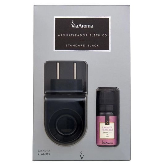 Aromatizador Difusor Elétrico Bivolt Standart Black com Essencia de Lavanda Francesa - Via Aroma