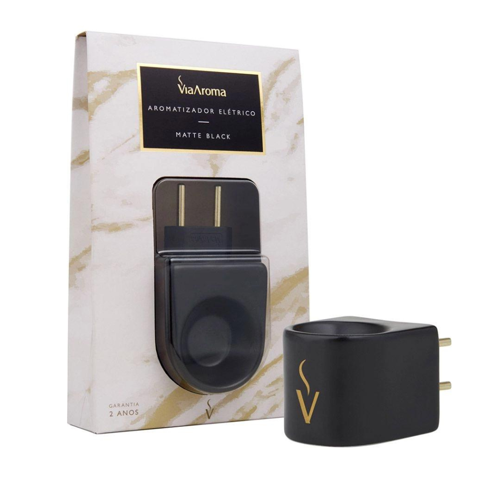 Aromatizador Difusor Elétrico Bivolt Porcelana Preto - Via Aroma