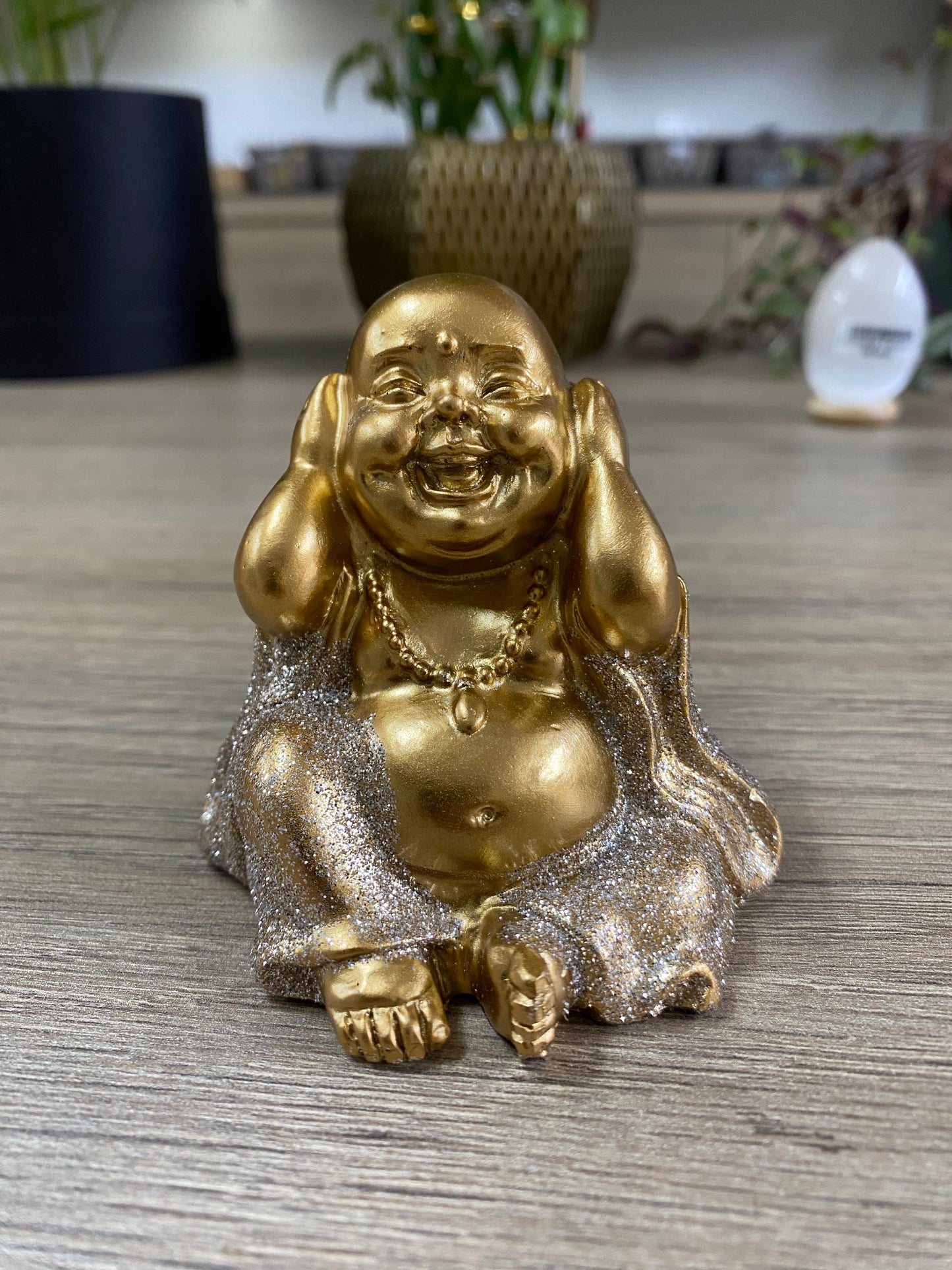 Trio de Budas Sentidos - Dourado Glitter