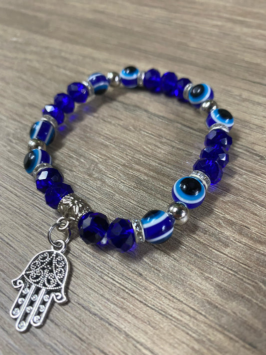 Pulseira de Olho Grego com Mão de Hamsa