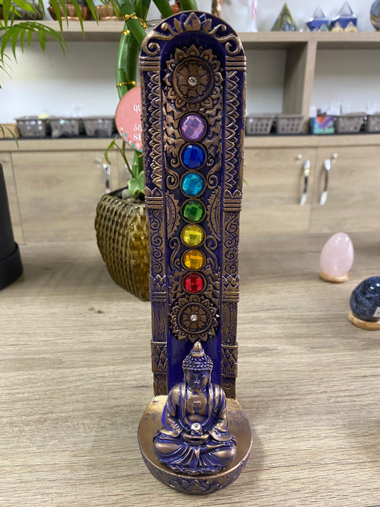 Incensário de Resina - Buda 7 Chakras Roxo