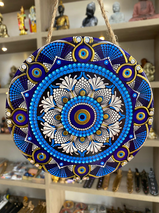 Mandala de Olho Grego em Porcelana para Porta